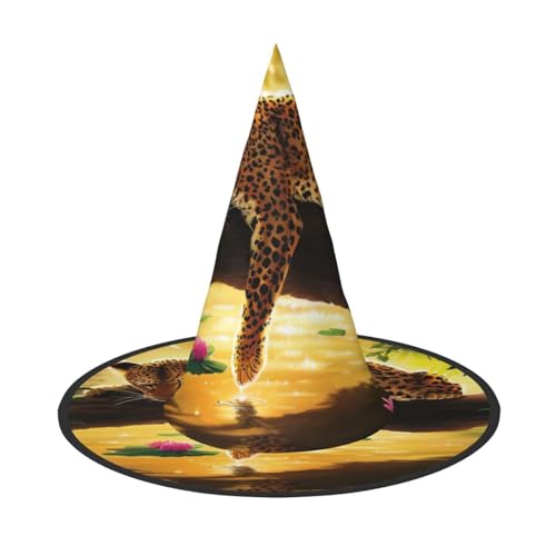 3 Stück Halloween-Hut – Hexentiere, Tiger-Druck, Kostümparty, Damen und Herren, spitze Hornkappe, Licht für festliche Ostern von hhxvcv