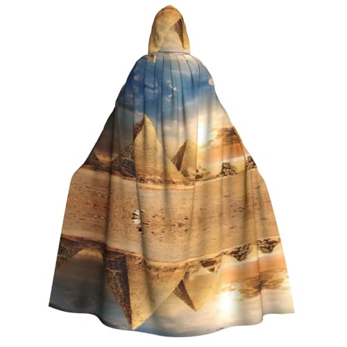 Ägyptische Pyramide in Wüstenaufdruck, Halloween-Kapuzenumhang, Kostüm, Umhang für Party, Karneval, Comic-Ausstellung, Maskerade – Unisex Erwachsene Ägyptische Pyramide in Wüstenaufdruck, Halloween-Kapuzenumhang, Kostüm, Umhang für Party, Karneval, Comic-Ausstellung, Maskerade – Unisex Erwachsene von hhxvcv