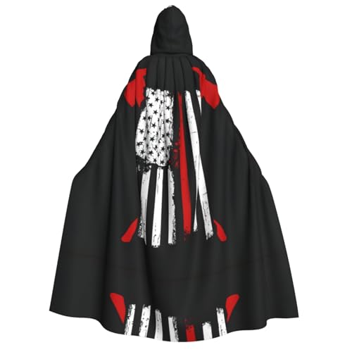 Feuerwehrmann Amerikanische Flagge Druck Halloween Kapuzenumhang Kostüm Umhang für Party, Karneval, Comic Ausstellung, Maskerade – Unisex Erwachsene von hhxvcv