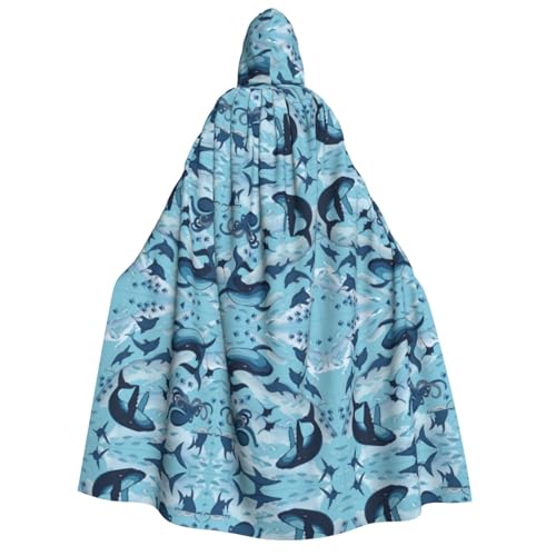 Fisch- und Oktopus-Druck, Halloween-Kapuzenumhang, Kostüm, Umhang für Party, Karneval, Comic-Ausstellung, Maskerade – Unisex Erwachsene Fisch- und Oktopus-Druck, Halloween-Kapuzenumhang, Kostüm, Umhang für Party, Karneval, Comic-Ausstellung, Maskerade – Unisex Erwachsene von hhxvcv