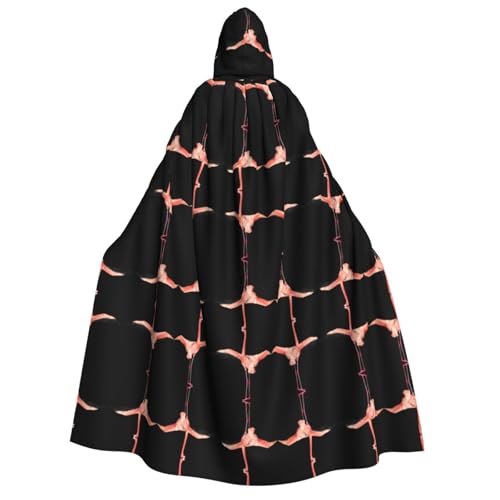 Flamingo-Druck Halloween Kapuzenumhang Kostüm Umhang für Party, Karneval, Comic-Ausstellung, Maskerade – Unisex Erwachsene von hhxvcv