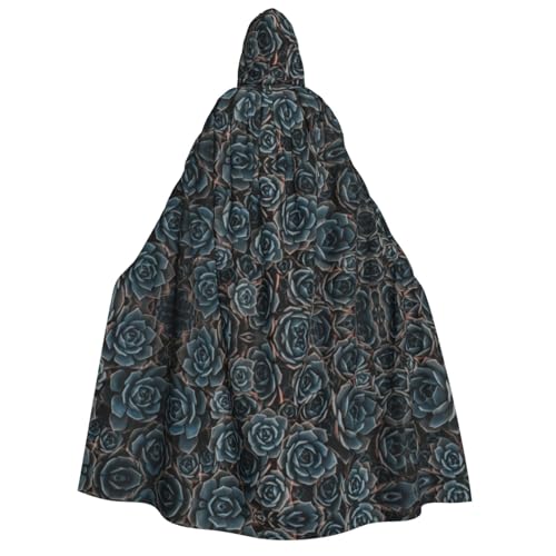 Frischer Sukkulenten-Druck, Halloween-Kapuzenumhang, Kostüm, Umhang für Party, Karneval, Comic-Ausstellung, Maskerade – Unisex-Erwachsene von hhxvcv