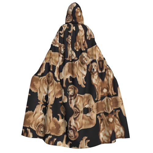 Golden Retrievers Print Halloween Kapuzenumhang Kostüm Umhang für Party, Karneval, Comic-Ausstellung, Maskerade – Unisex Erwachsene von hhxvcv