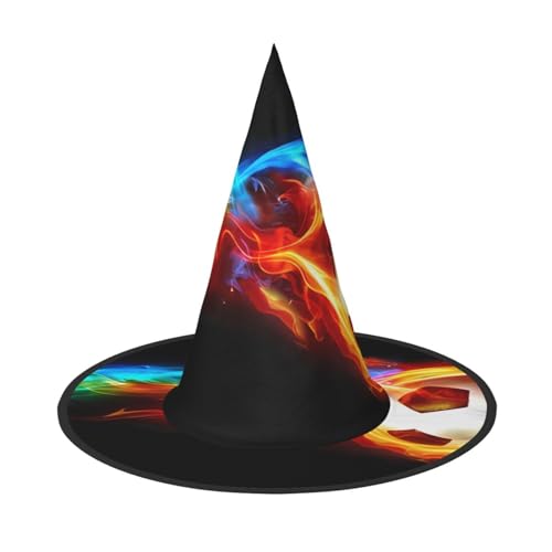 Halloween-Hut – Hexe, Feuerdrache, Fußball-Druck, Kostümparty, Damen und Herren, spitze Hornkappe, Licht für festliche Ostern, 2 Stück Halloween-Hut – Hexe, Feuerdrache, Fußball-Druck, Kostümparty, Damen und Herren, spitze Hornkappe, Licht für festliche Ostern, 2 Stück von hhxvcv