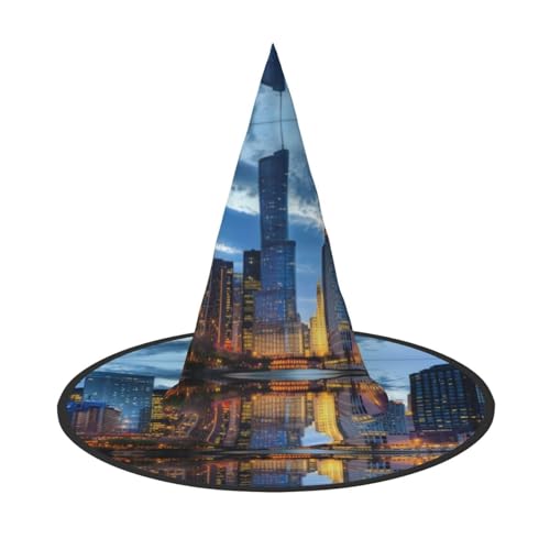 Halloween-Hut – Hexe Chicago Illinois USA Druck Kostüm Party Damen Herren Spitze Horn Kappe Licht für festliche Ostern von hhxvcv