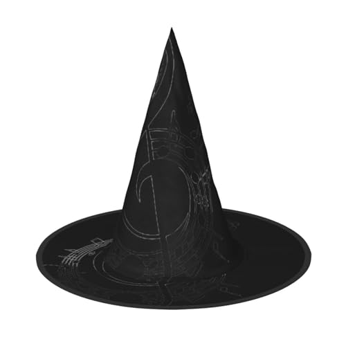 Halloween-Hut – Hexen-Cartoon-Musikdruck, Kostümparty, Damen und Herren, spitze Hornkappe, Licht für festliche Ostern, 3 Stück von hhxvcv