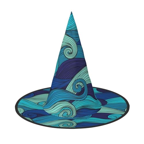 Halloween-Hut – Hexen-Ozeanwellen-Druck, Kostümparty, Damen und Herren, spitze Hornkappe, Licht für festliche Ostern, 2 Stück von hhxvcv