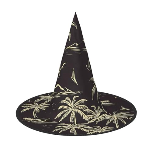 Halloween-Hut – Hexenpalmen-Druck, Kostümparty, Damen und Herren, spitze Hornkappe, Licht für festliche Ostern, 3 Stück von hhxvcv