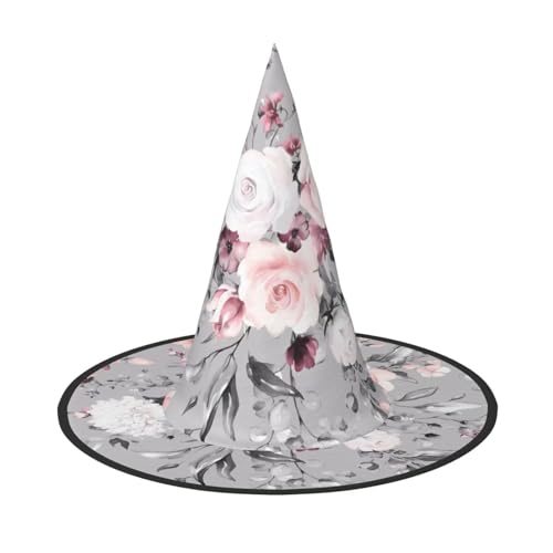 Halloween-Hut – Hexenpflanze, Blumendruck, Kostümparty, Damen und Herren, spitze Hornkappe, Licht für festliche Ostern, 2 Stück von hhxvcv