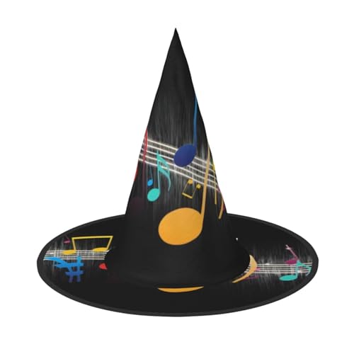 Halloween-Hut – bunte Hexe mit Musiknoten-Druck, Kostümparty, Damen und Herren, spitze Hornkappe, Licht für festliche Ostern, 2 Stück Halloween-Hut – bunte Hexe mit Musiknoten-Druck, Kostümparty, Damen und Herren, spitze Hornkappe, Licht für festliche Ostern, 2 Stück von hhxvcv