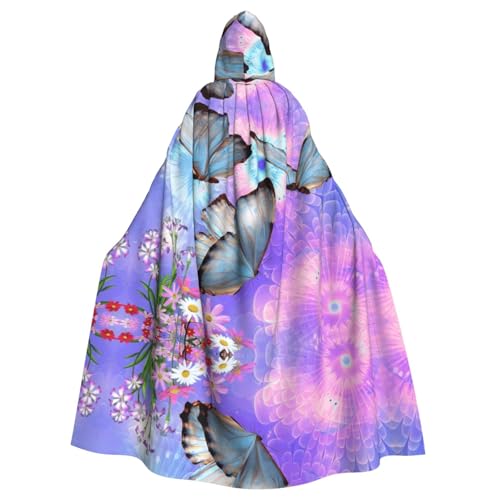 Halloween-Kapuzenumhang für Erwachsene, Unisex, Blumen, bunt, Schmetterling, Volldruck, Kostüm, Umhang für Cosplay, Party und Themenveranstaltungen Halloween-Kapuzenumhang für Erwachsene, Unisex, Blumen, bunt, Schmetterling, Volldruck, Kostüm, Umhang für Cosplay, Party und Themenveranstaltungen von hhxvcv