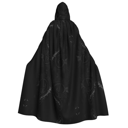 Halloween-Kapuzenumhang mit Cartoon-Musikdruck, Umhang für Party, Karneval, Comic-Ausstellung, Maskerade – Unisex für Erwachsene von hhxvcv