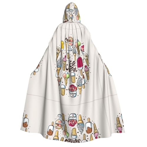 Halloween-Kapuzenumhang mit Eiscreme-Druck, Umhang für Party, Karneval, Comic-Ausstellung, Maskerade – Unisex Erwachsene von hhxvcv