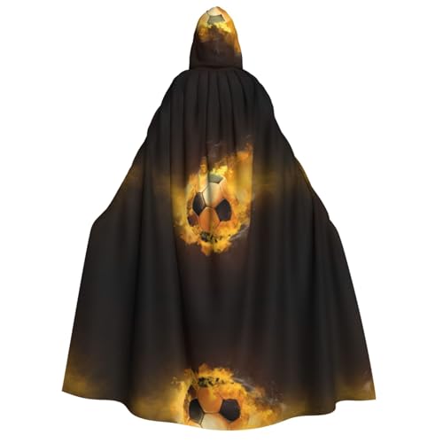 Halloween-Kapuzenumhang mit Fußball-Druck, Umhang für Party, Karneval, Comic-Ausstellung, Maskerade – Unisex für Erwachsene von hhxvcv