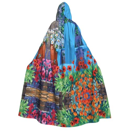 Halloween Kapuzenumhang mit Gartenblumendruck, Umhang für Party, Karneval, Comic-Ausstellung, Maskerade – Unisex Erwachsene Halloween Kapuzenumhang mit Gartenblumendruck, Umhang für Party, Karneval, Comic-Ausstellung, Maskerade – Unisex Erwachsene von hhxvcv