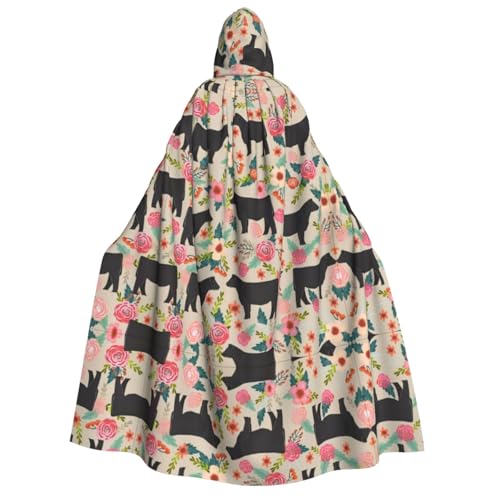 Halloween Kapuzenumhang mit Kuhblumen-Aufdruck, Umhang für Party, Karneval, Comic-Ausstellung, Maskerade – Unisex Erwachsene von hhxvcv