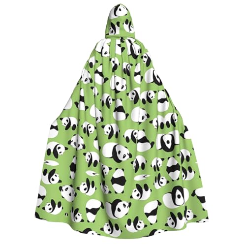 Halloween-Kapuzenumhang mit grünem Hintergrund, Panda-Druck, Umhang für Party, Karneval, Comic-Ausstellung, Maskerade – Unisex für Erwachsene von hhxvcv