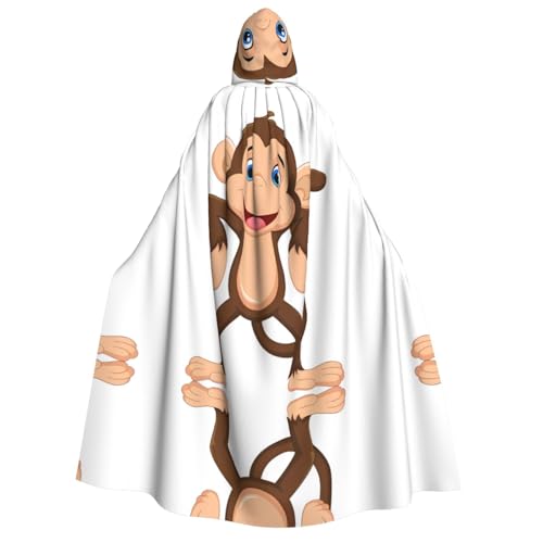 Halloween-Kapuzenumhang mit niedlichem Affen-Druck, Umhang für Party, Karneval, Comic-Ausstellung, Maskerade – Unisex-Erwachsene von hhxvcv