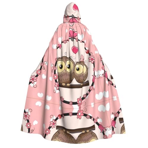 Halloween-Kapuzenumhang mit süßem Eulen-Druck, Umhang für Party, Karneval, Comic-Ausstellung, Maskerade – Unisex für Erwachsene von hhxvcv