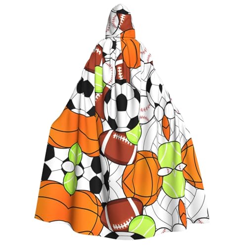 Halloween Kapuzenumhang mit verschiedenen Sportbällen bedruckt, Umhang für Party, Karneval, Comic-Ausstellung, Maskerade – Unisex Erwachsene Halloween Kapuzenumhang mit verschiedenen Sportbällen bedruckt, Umhang für Party, Karneval, Comic-Ausstellung, Maskerade – Unisex Erwachsene von hhxvcv