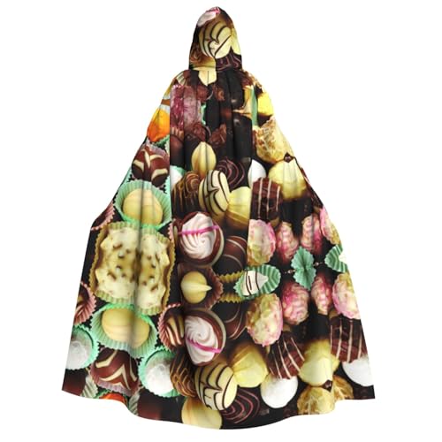 Halloween-Umhang mit Kapuze, Schokoladendruck, Umhang für Party, Karneval, Comic-Ausstellung, Maskerade – Unisex Erwachsene von hhxvcv
