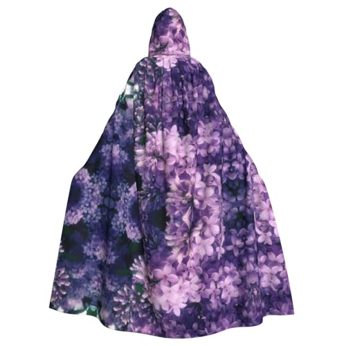 Halloween-Umhang mit Kapuze für Erwachsene, Unisex, blühende lila Blumen, voller Druck, Kostüm, Umhang für Cosplay, Party und Themenveranstaltungen von hhxvcv