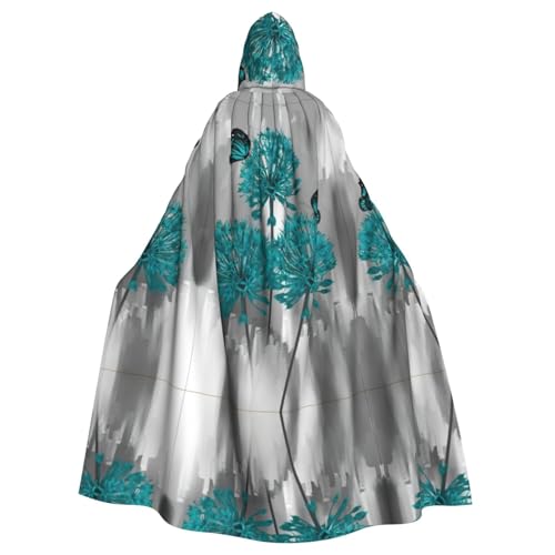 Halloween-Umhang mit Kapuze für Erwachsene, Unisex, grau-blaugrün, Blume, Schmetterling, Volldruck, Kostüm, Umhang für Cosplay, Party und Themenveranstaltungen Halloween-Umhang mit Kapuze für Erwachsene, Unisex, grau-blaugrün, Blume, Schmetterling, Volldruck, Kostüm, Umhang für Cosplay, Party und Themenveranstaltungen von hhxvcv