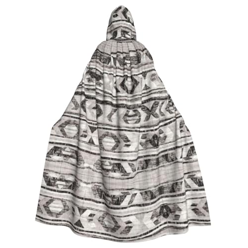 Halloween-Umhang mit Kapuze für Erwachsene, Unisex, grauer Tribal-Volldruck, Kostüm, Umhang für Cosplay, Party und Themenveranstaltungen von hhxvcv