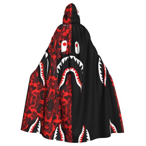 Halloween-Umhang mit Kapuze für Erwachsene, Unisex, rot-schwarzer Hai, Volldruck, Kostüm, Umhang für Cosplay, Party und Themenveranstaltungen Halloween-Umhang mit Kapuze für Erwachsene, Unisex, rot-schwarzer Hai, Volldruck, Kostüm, Umhang für Cosplay, Party und Themenveranstaltungen von hhxvcv