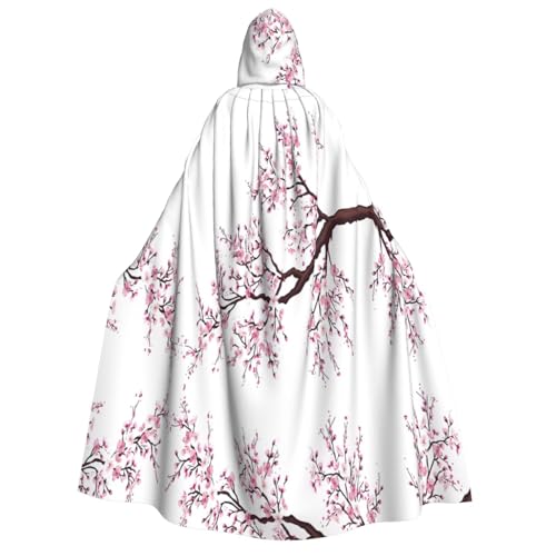 Kirschblüten-Baum-Druck, Halloween-Kapuzenumhang, Kostüm, Umhang für Party, Karneval, Comic-Ausstellung, Maskerade – Unisex Erwachsene von hhxvcv