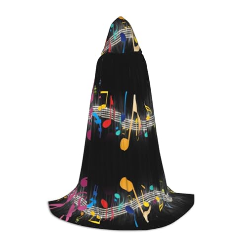 L Halloween Kapuzenumhang - Unisex Erwachsene Bunt Musiknote Druck Kostüm Umhang - Perfekt für Cosplay, Party, Karneval L Halloween Kapuzenumhang - Unisex Erwachsene Bunt Musiknote Druck Kostüm Umhang - Perfekt für Cosplay, Party, Karneval von hhxvcv
