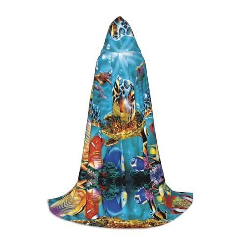 L Halloween Kapuzenumhang - Unisex Erwachsene Bunte Meeresschildkröte Druck Kostüm Umhang - Perfekt für Cosplay, Party, Karneval L Halloween Kapuzenumhang - Unisex Erwachsene Bunte Meeresschildkröte Druck Kostüm Umhang - Perfekt für Cosplay, Party, Karneval von hhxvcv