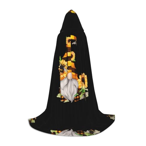 L Halloween Kapuzenumhang - Unisex Erwachsene Gnom Bee Gelb Blumendruck Kostüm Umhang - Perfekt für Cosplay, Party, Karneval L Halloween Kapuzenumhang - Unisex Erwachsene Gnom Bee Gelb Blumendruck Kostüm Umhang - Perfekt für Cosplay, Party, Karneval von hhxvcv