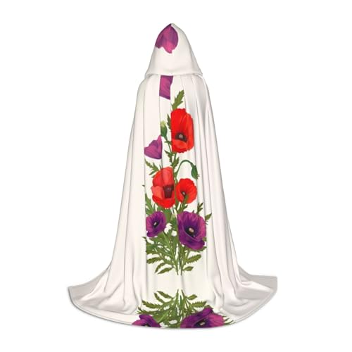 L Halloween Kapuzenumhang - Unisex Erwachsene Mohnblume Druck Kostüm Umhang - Perfekt für Cosplay, Party, Karneval L Halloween Kapuzenumhang - Unisex Erwachsene Mohnblume Druck Kostüm Umhang - Perfekt für Cosplay, Party, Karneval von hhxvcv