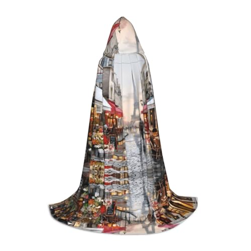 L Halloween Kapuzenumhang - Unisex Erwachsene Ölgemälde Paris Straßenszene Eiffelturm Druck Kostüm Umhang - Perfekt für Cosplay, Party, Karneval L Halloween Kapuzenumhang - Unisex Erwachsene Ölgemälde Paris Straßenszene Eiffelturm Druck Kostüm Umhang - Perfekt für Cosplay, Party, Karneval von hhxvcv