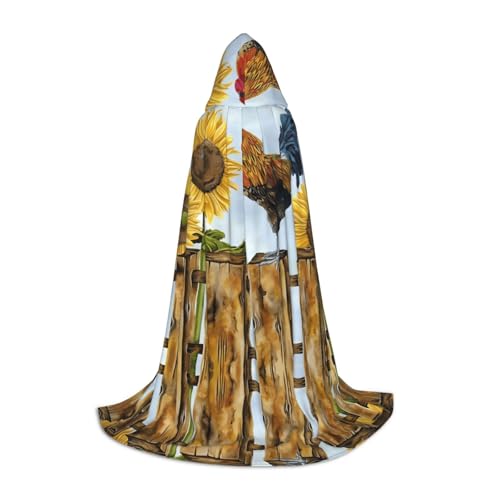 L Halloween Kapuzenumhang - Unisex Erwachsene Vintage Sonnenblume Hahn Druck Kostüm Umhang - Perfekt für Cosplay, Party, Karneval L Halloween Kapuzenumhang - Unisex Erwachsene Vintage Sonnenblume Hahn Druck Kostüm Umhang - Perfekt für Cosplay, Party, Karneval von hhxvcv