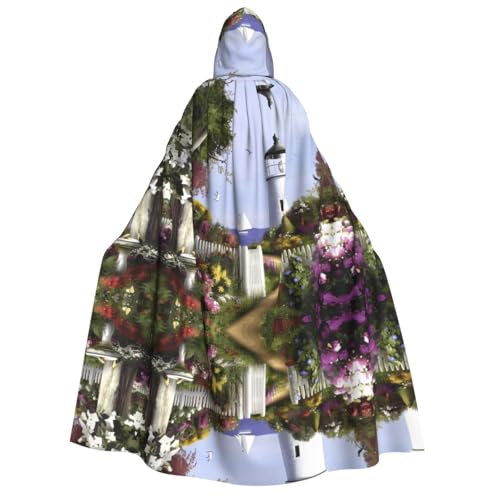 Leuchtturm Diamantmalerei Druck Halloween Kapuzenumhang Kostüm Umhang für Party, Karneval, Comic Ausstellung, Maskerade – Unisex Erwachsene von hhxvcv