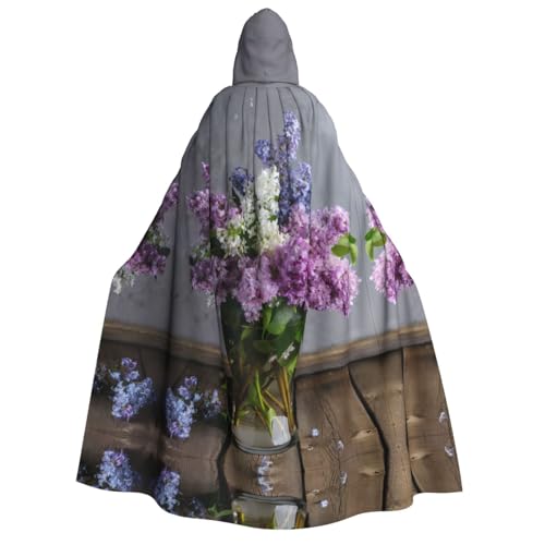 Lila Blumen Druck Halloween Kapuzenumhang Kostüm Umhang für Party, Karneval, Comic Ausstellung, Maskerade – Unisex Erwachsene von hhxvcv