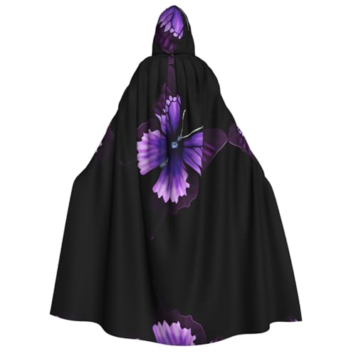Lila Schmetterling Druck Halloween Kapuzenumhang Kostüm Umhang für Party, Karneval, Comic Ausstellung, Maskerade – Unisex Erwachsene von hhxvcv