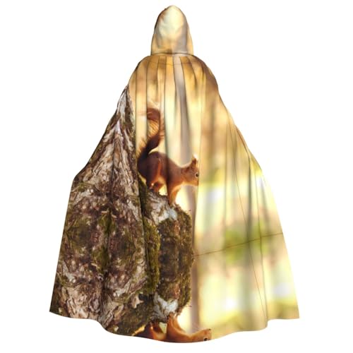 Lustiger Eichhörnchen-Druck, Halloween-Umhang mit Kapuze, Umhang für Party, Karneval, Comic-Ausstellung, Maskerade – Unisex Erwachsene von hhxvcv