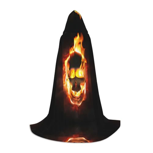 M Halloween Kapuzenumhang - Unisex Erwachsene Feuer Schädel Druck Kostüm Umhang - Perfekt für Cosplay, Party, Karneval M Halloween Kapuzenumhang - Unisex Erwachsene Feuer Schädel Druck Kostüm Umhang - Perfekt für Cosplay, Party, Karneval von hhxvcv