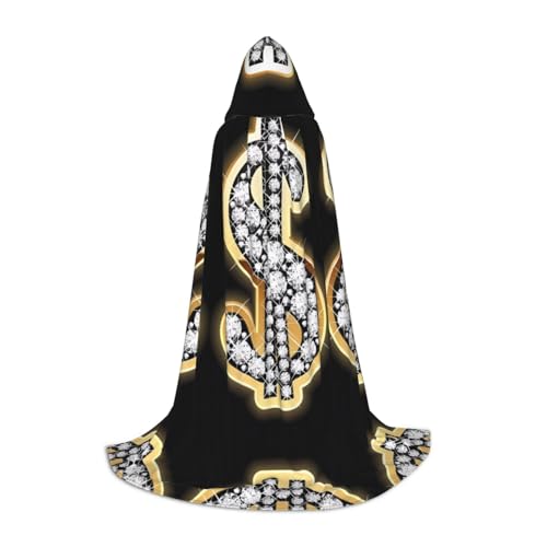 M Halloween Kapuzenumhang - Unisex Erwachsene Gold Dollar Zeichen Druck Kostüm Umhang - Perfekt für Cosplay, Party, Karneval M Halloween Kapuzenumhang - Unisex Erwachsene Gold Dollar Zeichen Druck Kostüm Umhang - Perfekt für Cosplay, Party, Karneval von hhxvcv
