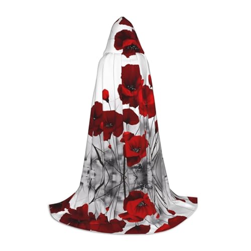 M Halloween Kapuzenumhang - Unisex Erwachsene Rote Mohnblume Drucken Kostüm Umhang - Perfekt für Cosplay, Party, Karneval M Halloween Kapuzenumhang - Unisex Erwachsene Rote Mohnblume Drucken Kostüm Umhang - Perfekt für Cosplay, Party, Karneval von hhxvcv