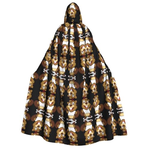 Naughty Beaver Print Halloween Hooded Cloak Costume Cape for Party, Carnival, Comic Exhibition, Maskerade - Unisex Adult von hhxvcv