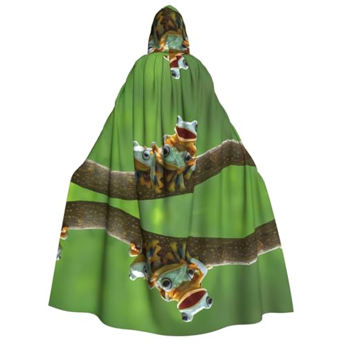 Niedlicher Frosch-Druck, Halloween-Kapuzenumhang, Kostüm, Umhang für Party, Karneval, Comic-Ausstellung, Maskerade – Unisex Erwachsene von hhxvcv