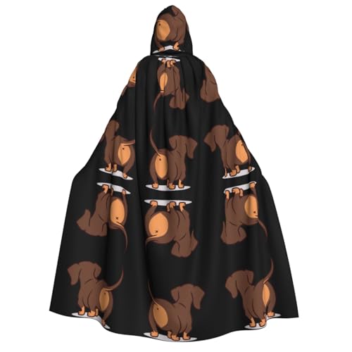 Niedlicher Hunde-Druck, Halloween-Kapuzenumhang, Kostüm, Umhang für Party, Karneval, Comic-Ausstellung, Maskerade – Unisex Erwachsene von hhxvcv
