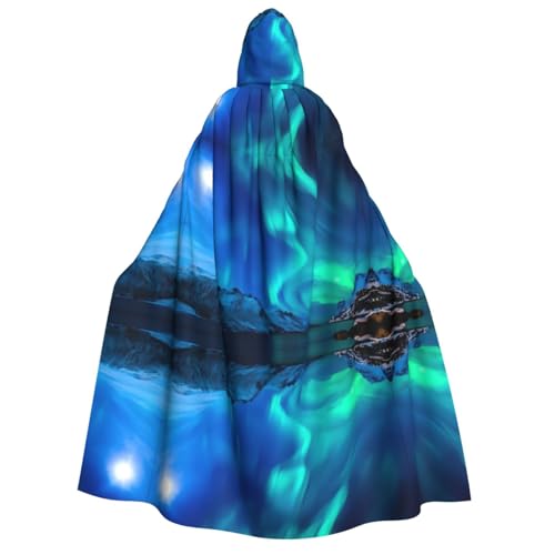 Northern Lights Print Halloween Hooded Cloak Costume Cape for Party, Carnival, Comic Exhibition, Masquerade - Unisex Adult von hhxvcv