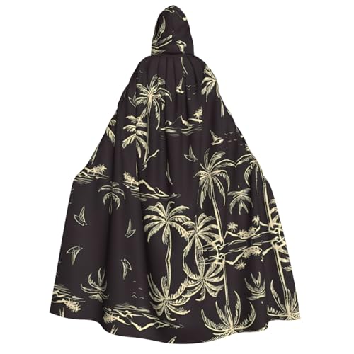 Palmen-Druck, Halloween-Kapuzenumhang, Kostüm, Umhang für Party, Karneval, Comic-Ausstellung, Maskerade – Unisex Erwachsene von hhxvcv