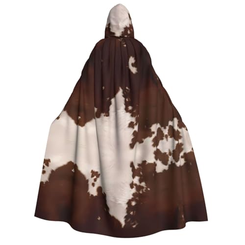 Rotbrauner Umhang mit Kapuze und Rindslederaufdruck, für Party, Karneval, Comic-Ausstellung, Maskerade – Unisex für Erwachsene von hhxvcv