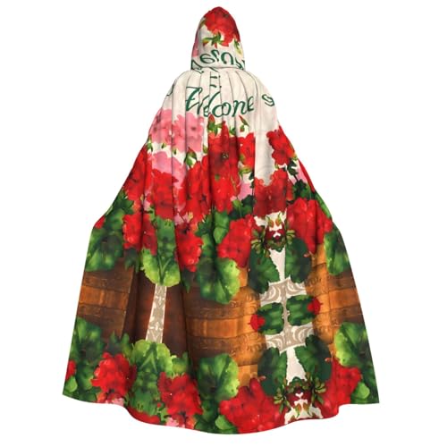 Rote Geranien Druck Halloween Kapuzenumhang Kostüm Umhang für Party, Karneval, Comic Ausstellung, Maskerade – Unisex Erwachsene Rote Geranien Druck Halloween Kapuzenumhang Kostüm Umhang für Party, Karneval, Comic Ausstellung, Maskerade – Unisex Erwachsene von hhxvcv